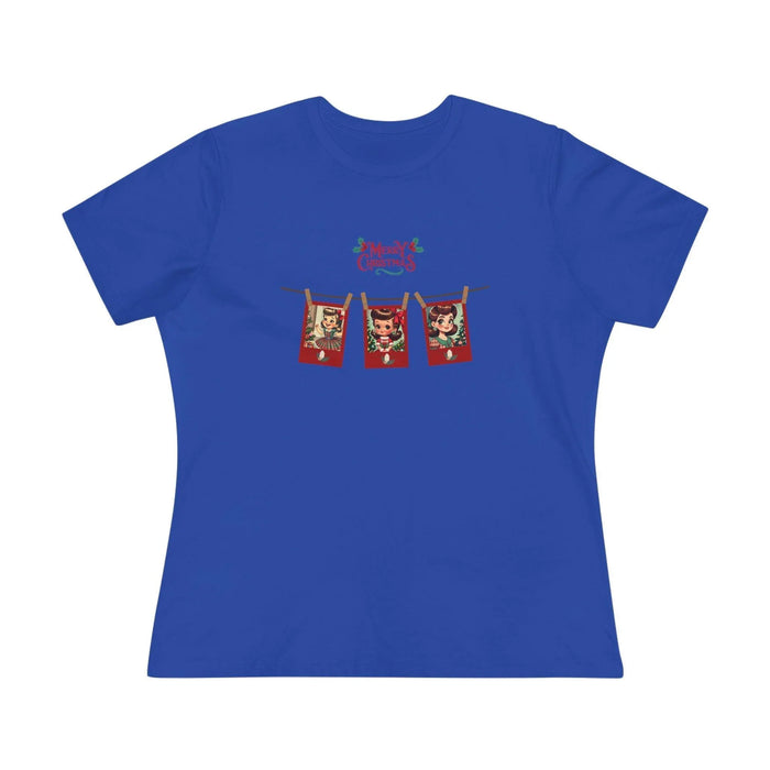 Merry Christmas - Photo Banner - Brunette Girls - Women's Softstyle Tee - Whippie's