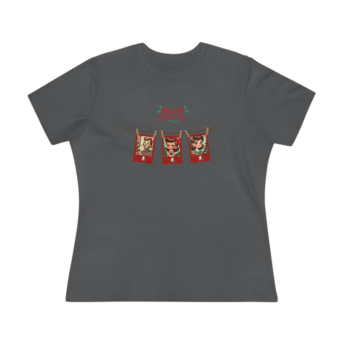 Merry Christmas - Photo Banner - Brunette Girls - Women's Softstyle Tee - Whippie's