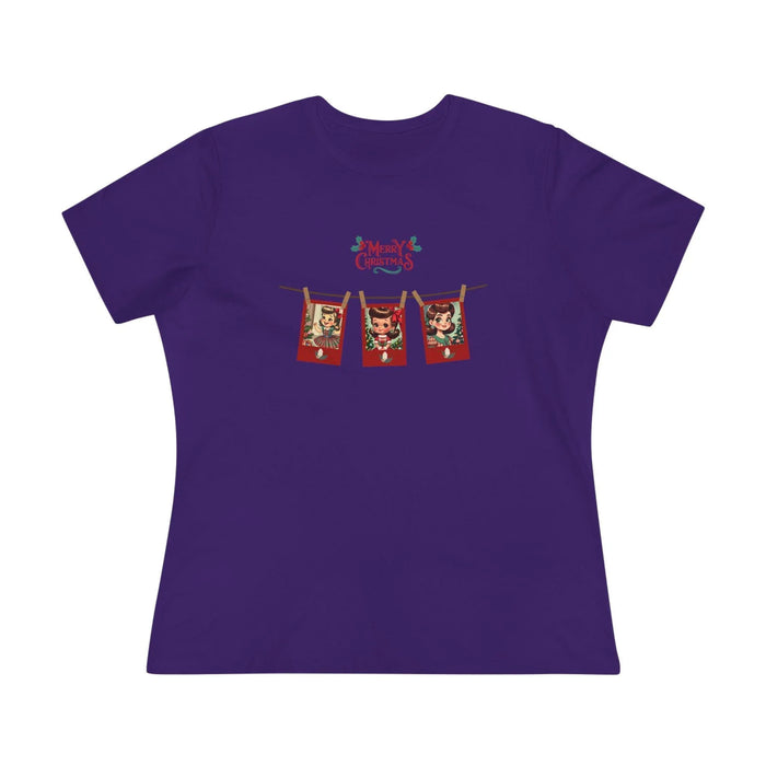 Merry Christmas - Photo Banner - Brunette Girls - Women's Softstyle Tee - Whippie's