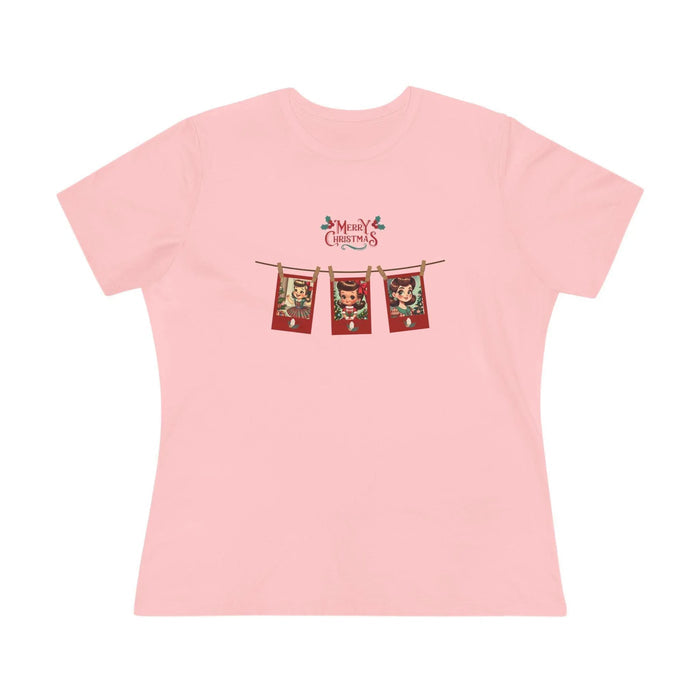 Merry Christmas - Photo Banner - Brunette Girls - Women's Softstyle Tee - Whippie's