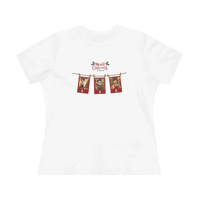 Merry Christmas - Photo Banner - Dark Hair Boys - Women's Softstyle Tee - Whippie's