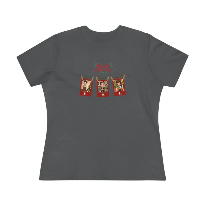 Merry Christmas - Photo Banner - Dark Hair Boys - Women's Softstyle Tee - Whippie's