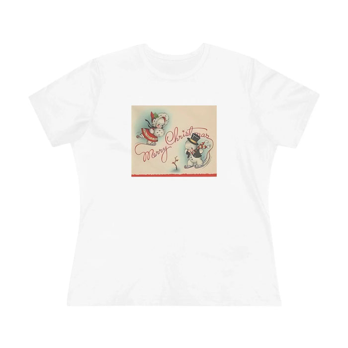Merry Christmas Skating Snow Couple - Women's Tee - Whippie's