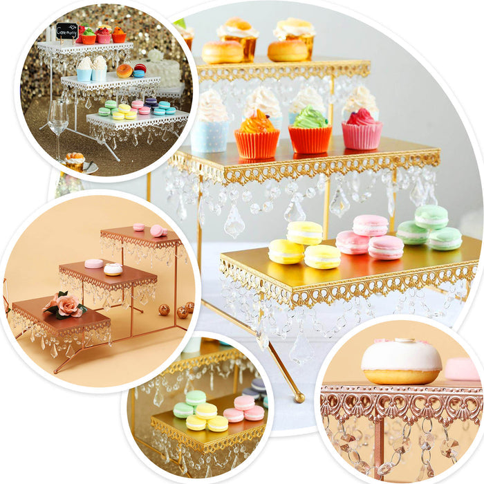 Elegant dessert stand with colorful cupcakes and macarons in a decorative setting.