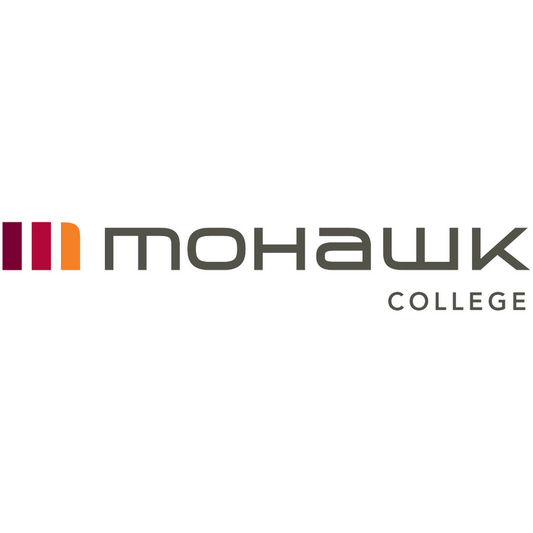 A logo displays the word "MOHAWK" with a stylized three-bar graphic next to it, and the word "COLLEGE" underneath on a white background.