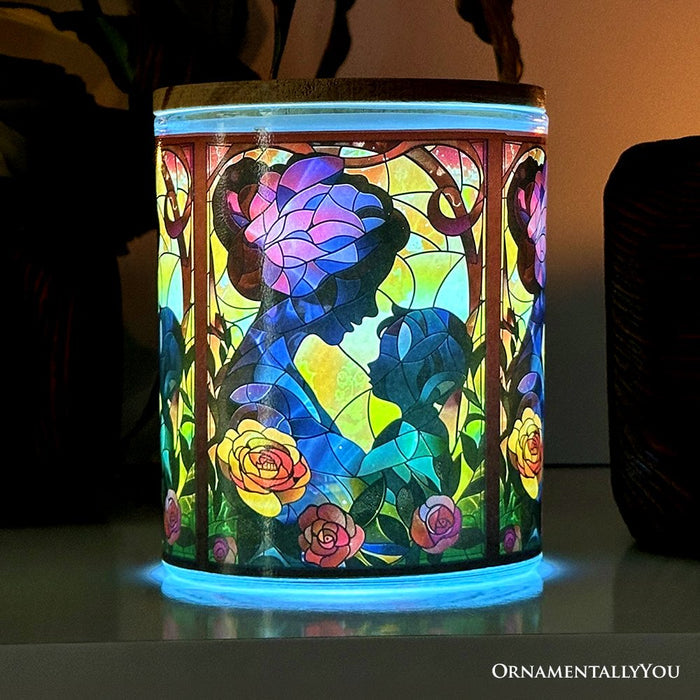 Mother and Child Faux Stained Glass LED Tea Light Candle, Charming Tabletop Decor With Soft Glow Candles OrnamentallyYou