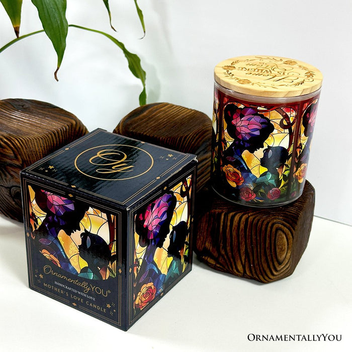 Mother and Child Faux Stained Glass LED Tea Light Candle, Charming Tabletop Decor With Soft Glow Candles OrnamentallyYou
