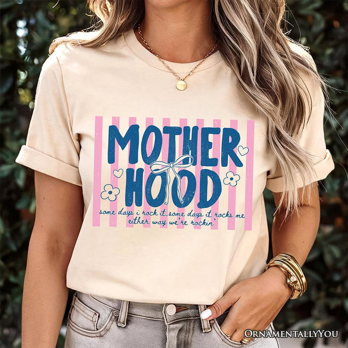 Motherhood Striped T-Shirt, Rockin' Trendy Preppy Mom Tee T-Shirts OrnamentallyYou
