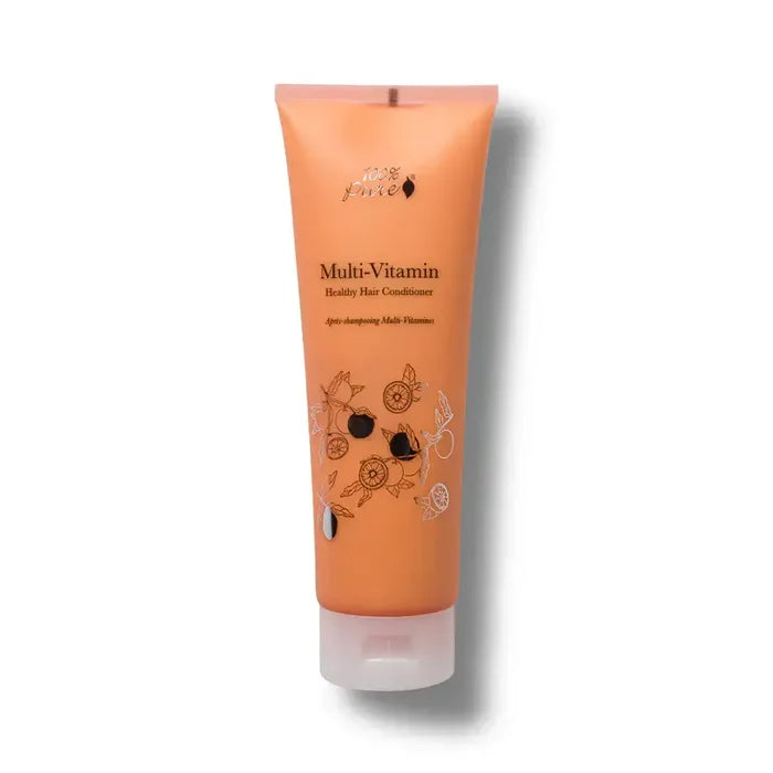 Tube of multi-vitamin hair conditioner on a white background