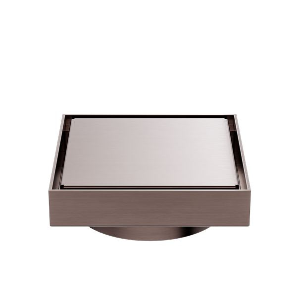 Nero 130mm Square Tile Insert Floor Waste 100mm Outlet Brushed Bronze NRFW008BZ Shower Grate Nero