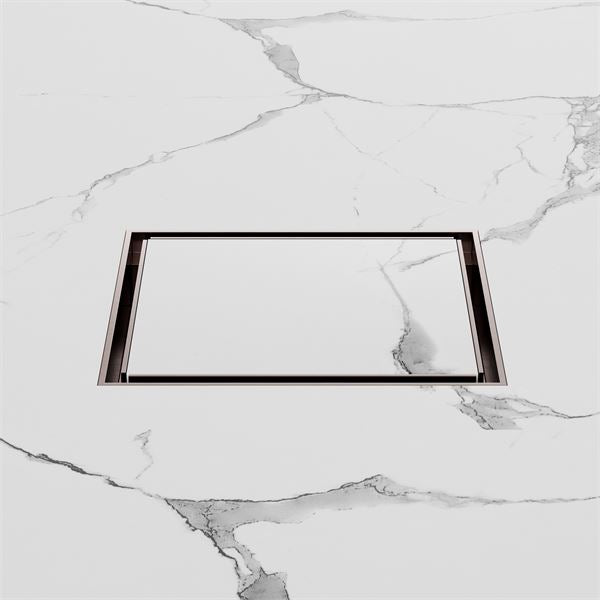 Nero 130mm Square Tile Insert Floor Waste 100mm Outlet Brushed Bronze NRFW008BZ Shower Grate Nero