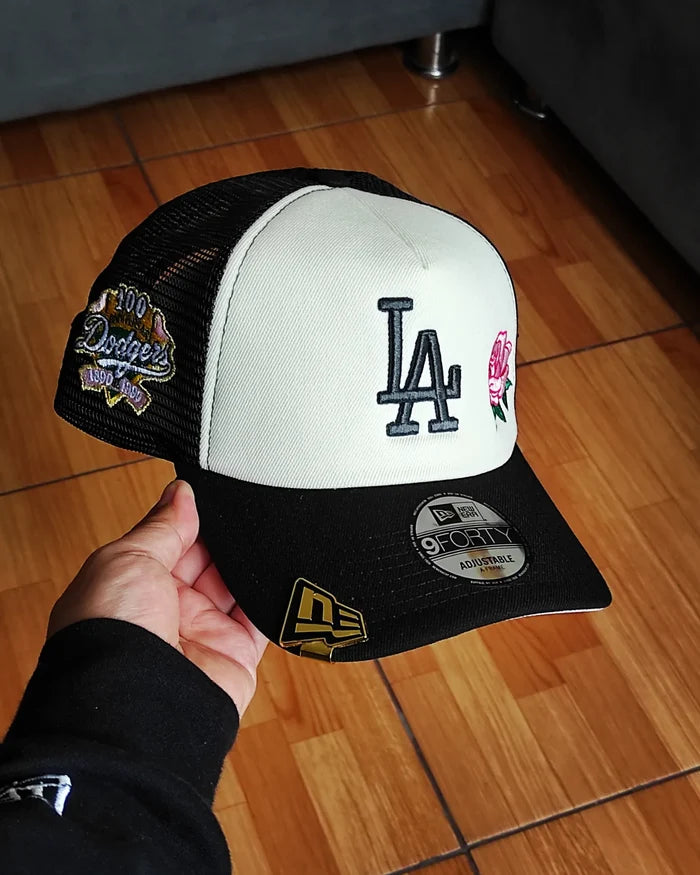 New Era A-FRAME foam Los Angeles dodgers 100th anniversary patch rose snapback hat