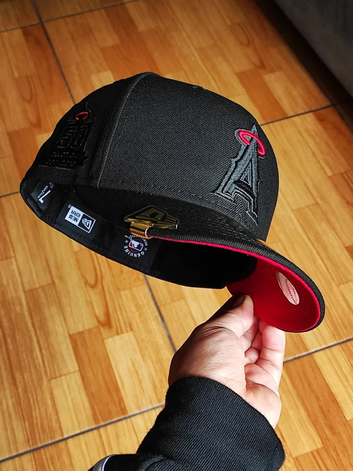 New Era Anaheim Angels 50th Anniversary Blackout Red Edition 59Fifty Fitted Hat