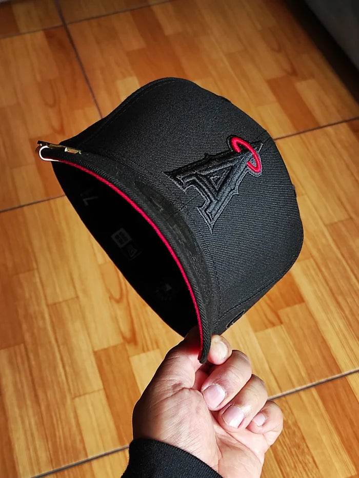 New Era Anaheim Angels 50th Anniversary Blackout Red Edition 59Fifty Fitted Hat