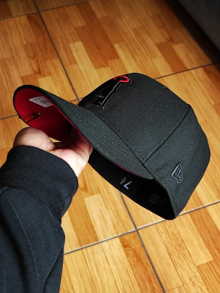 New Era Anaheim Angels 50th Anniversary Blackout Red Edition 59Fifty Fitted Hat