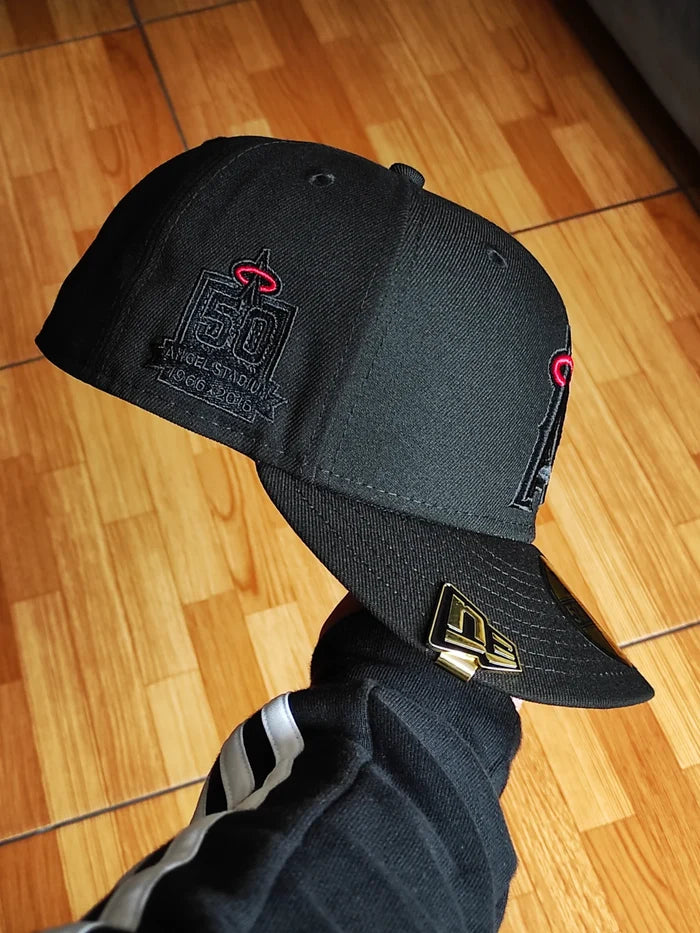 New Era Anaheim Angels 50th Anniversary Blackout Red Edition 59Fifty Fitted Hat