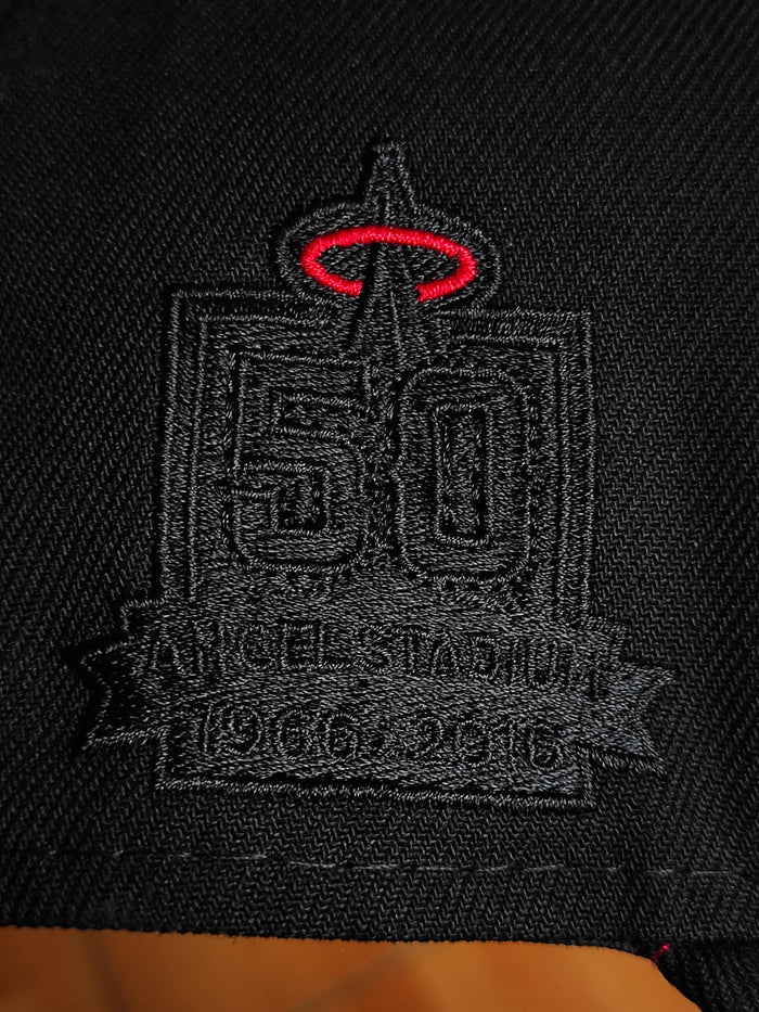 New Era Anaheim Angels 50th Anniversary Blackout Red Edition 59Fifty Fitted Hat