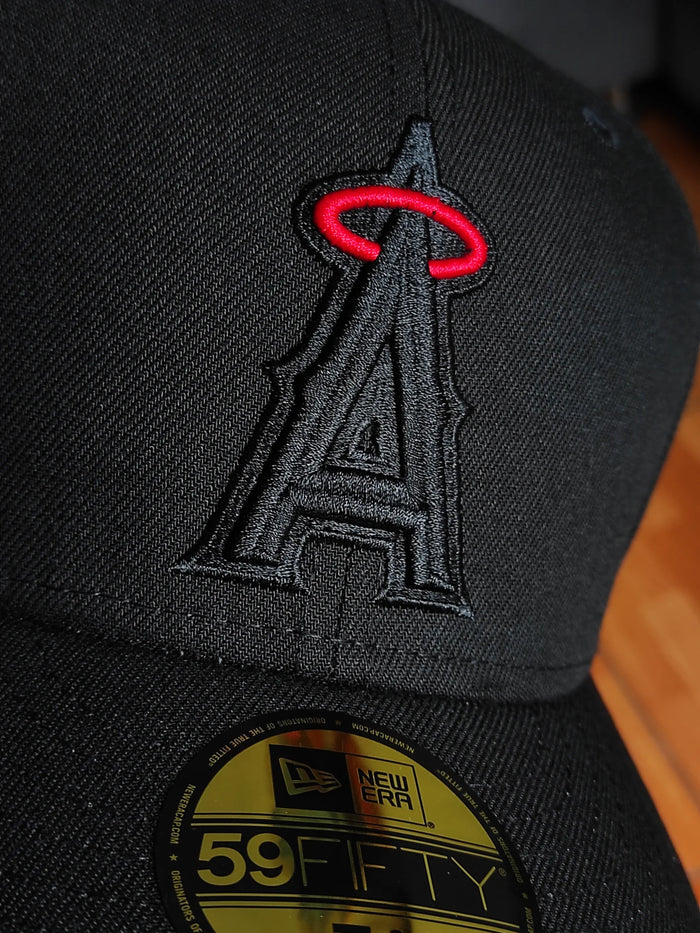 New Era Anaheim Angels 50th Anniversary Blackout Red Edition 59Fifty Fitted Hat