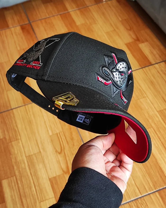 New Era Anaheim Ducks 10th Anniversary Metallic Blackout Red Edition 9Forty A Frame Snapback