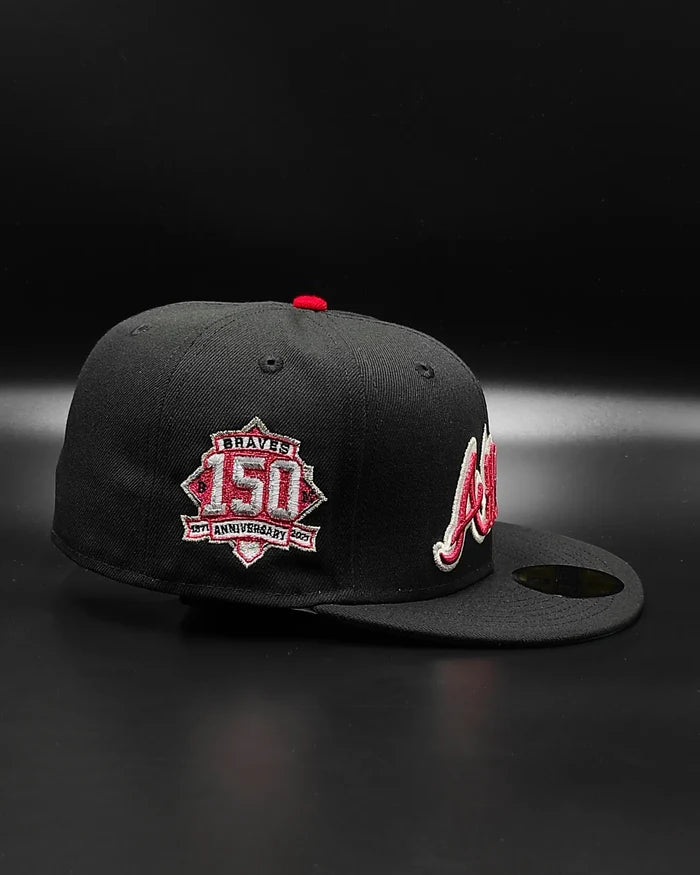 New Era Atlanta braves 150th anniversary black dome metallic edition 59fifty fitted hat