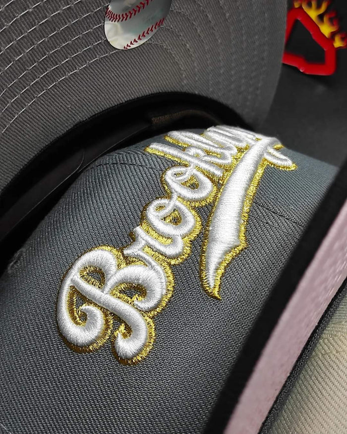 New Era Brooklyn Dodgers Black Visor Pink Bottom Ebbets Field Side Patch gray 59Fifty Fitted