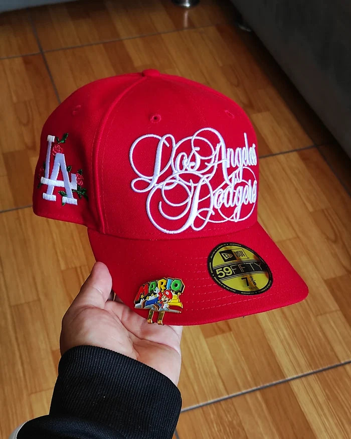 New Era Los Angeles Dodgers script flower red 59 FIFTY FITTED