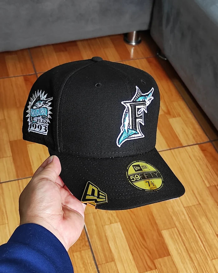New Era Silky uv Florida Marlins inaugural season 59 Fifty black