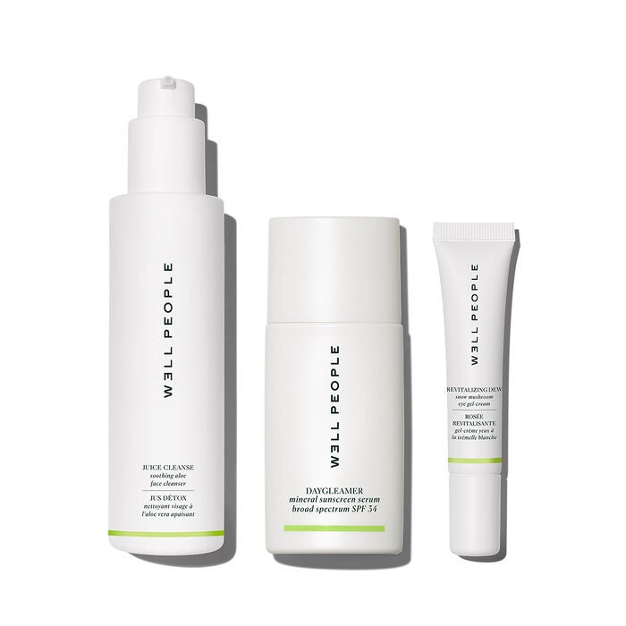 skincare set with sunscreen face wash and eye cream