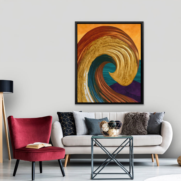 Ochre Wave Momentum canvas wall art, room view