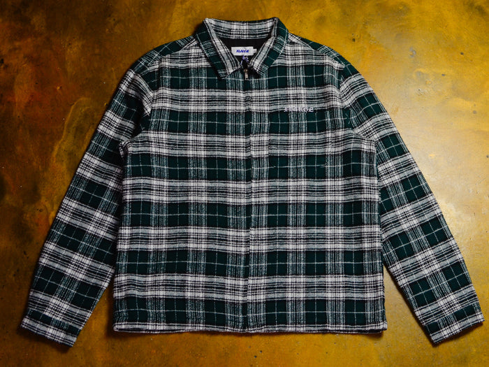 Old English Check Zip Shirt - Green