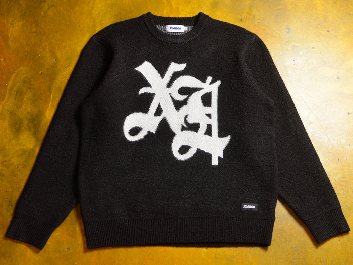 Old English Knit Sweater - Black