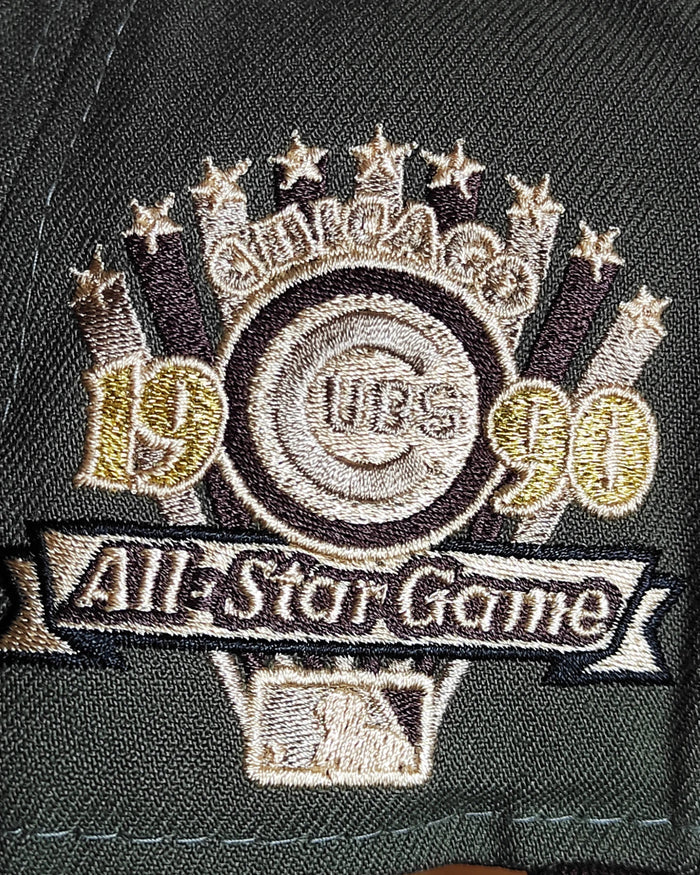 Olive Green Chicago Cubs Brown Visor Snow Gray Bottom 1990 All Star Game Side Patch New Era 9Fifty Snapback
