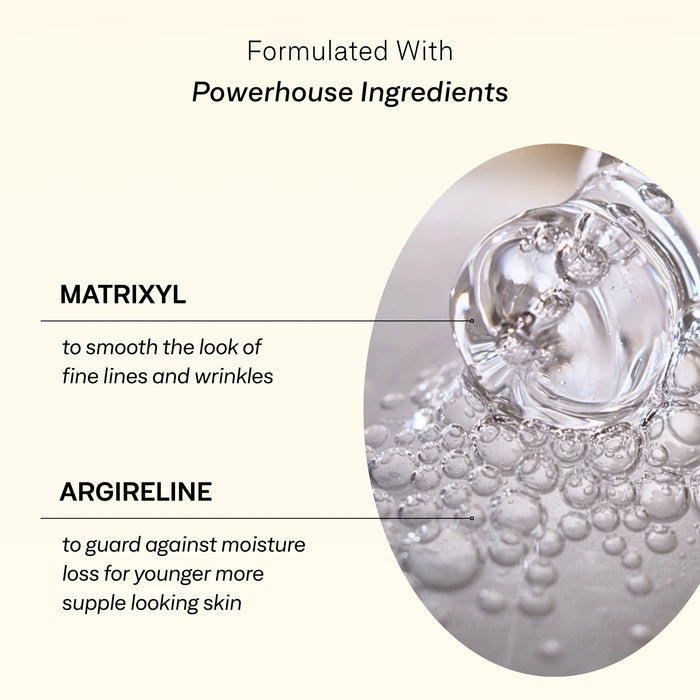 A frosted glass dropper bottle labeled “OMNILUX – PEPTIDE CONCENTRATE” features silver text and an orange starburst logo, containing 30 mL (1 fl oz) of skincare formula from OMNILUX enriched with powerful ingredients such as Argireline and Matrixyl.