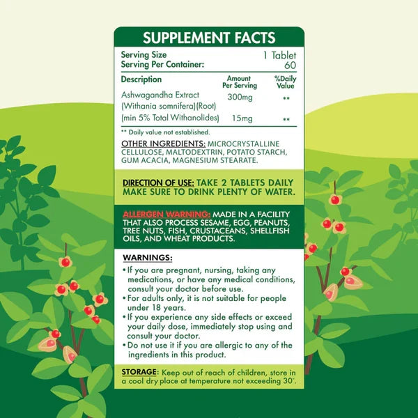 Organic Nation Ashwagandha 600 60Tablets
