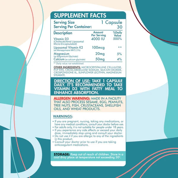 Organic Nation Liposomal D3+K2 60capsules