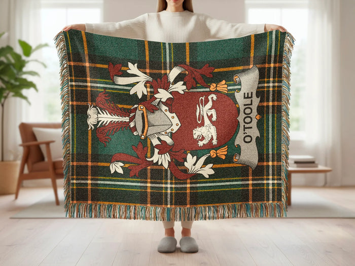 O'Toole family crest tartan woven blanket shown at full scale.