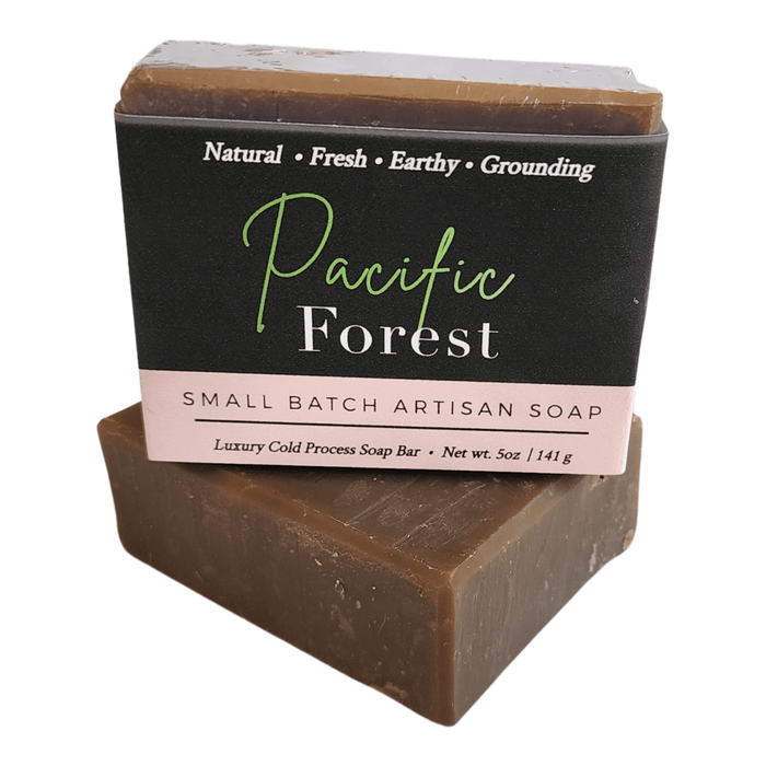Pacific Forest Soap Bar - Soap Boutique stacked artisan soap bars with earthy brown tones and natural packaging.