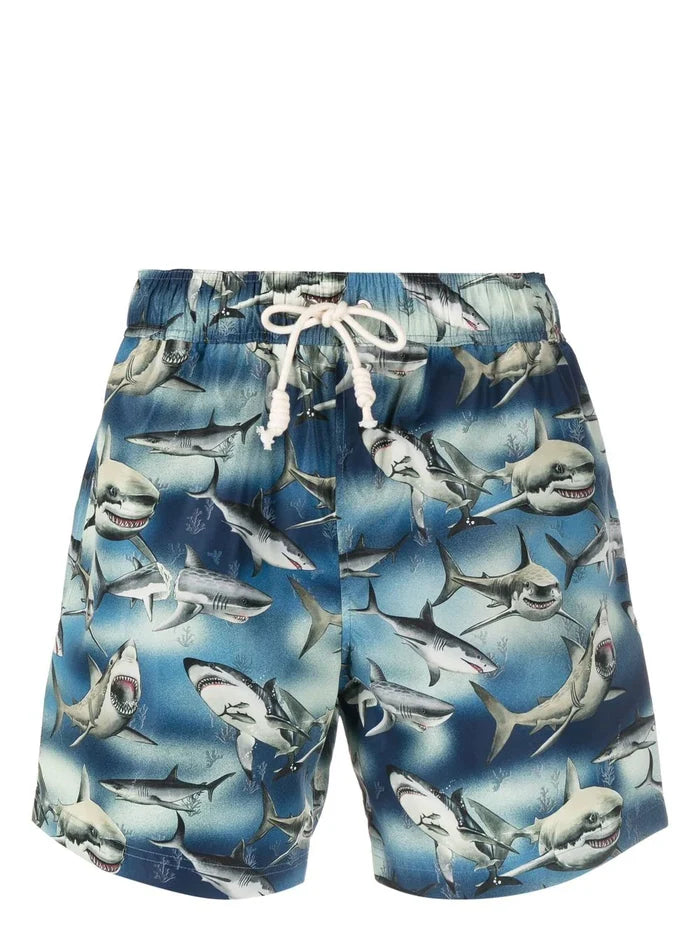 PALM ANGELS Shark Swim Shorts Blue/Black - MAISONDEFASHION.COM