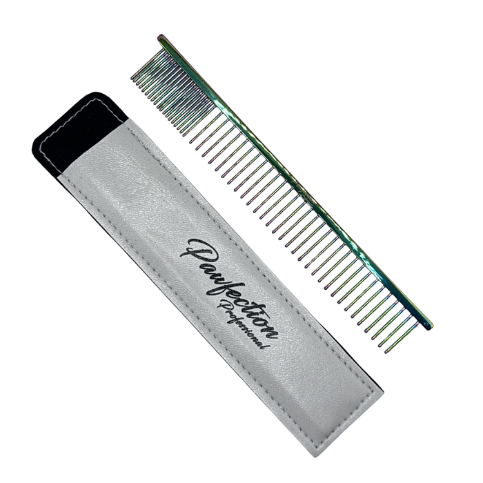 Pawfection Professional Multicolor Titanium Fine/Coarse Comb 6.5"
