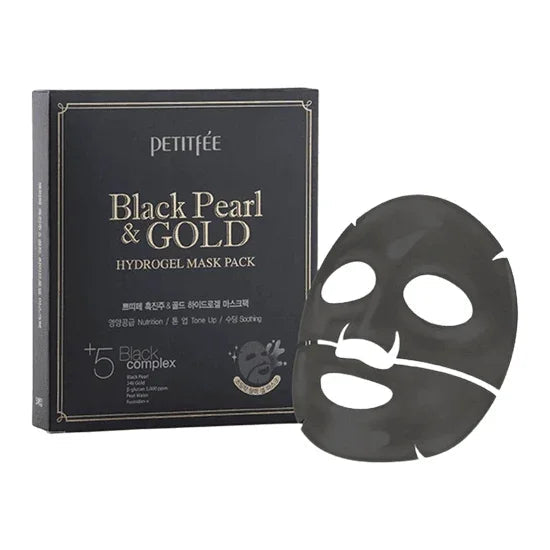 [PETITFEE] Black Pearl & Gold Hydrogel Mask Pack 32g*5EA - Ballagrio