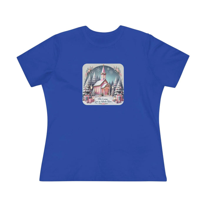 💖⛪ Pink Church - Oh Come, Let Us Adore Him ❄️🎁 - Women's Softstyle Tee - Whippie's
