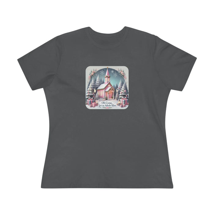 💖⛪ Pink Church - Oh Come, Let Us Adore Him ❄️🎁 - Women's Softstyle Tee - Whippie's