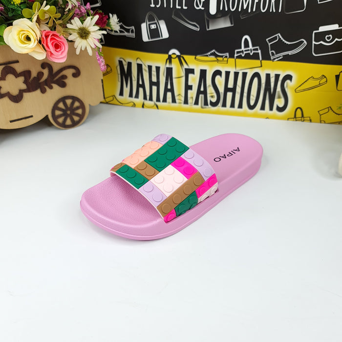 Pink Multi Puzzle Slides - Maha fashions -