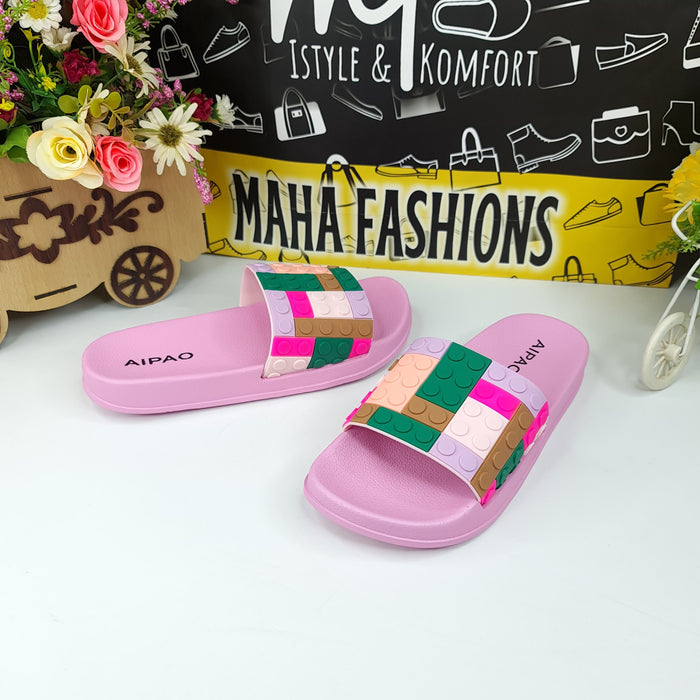 Pink Multi Puzzle Slides - Maha fashions -