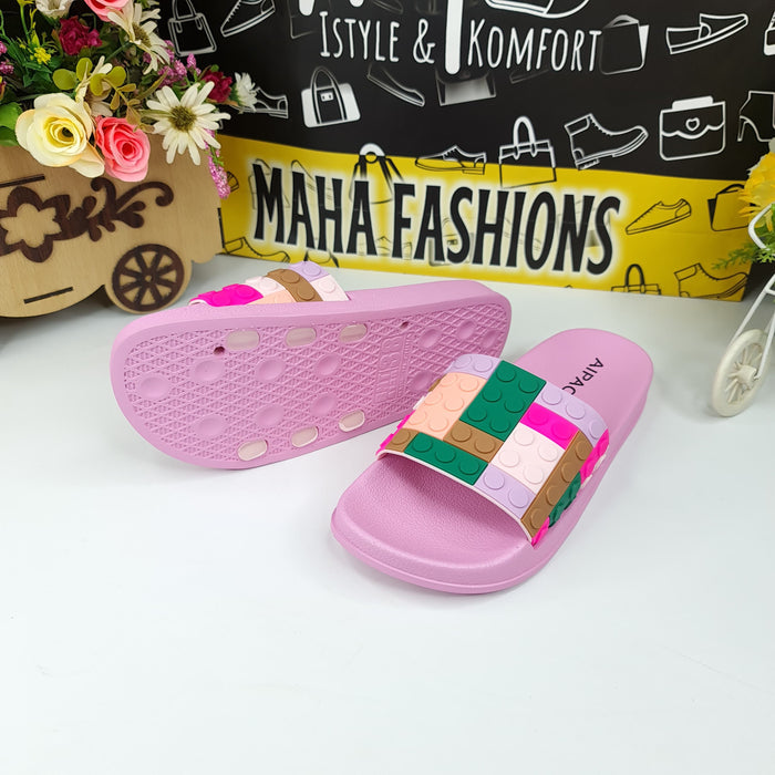 Pink Multi Puzzle Slides - Maha fashions -