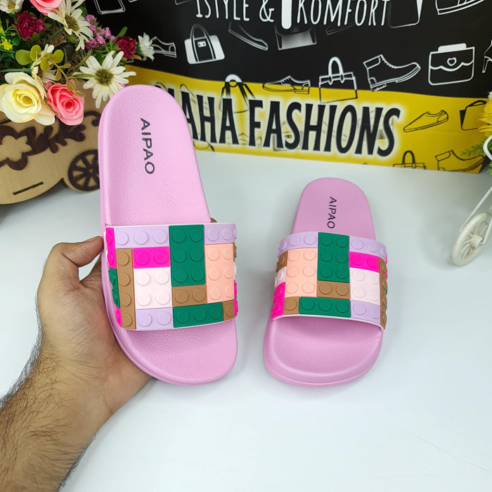 Pink Multi Puzzle Slides - Maha fashions -