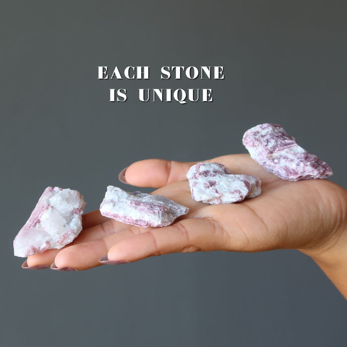 Pink Tourmaline Raw Crystal Romance Stone in Snow Quartz