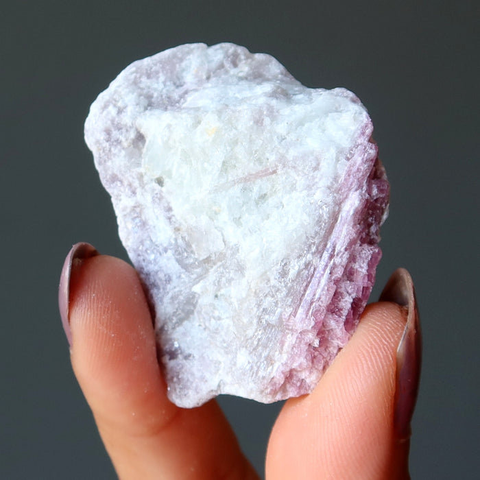 Pink Tourmaline Raw Crystal Romance Stone in Snow Quartz