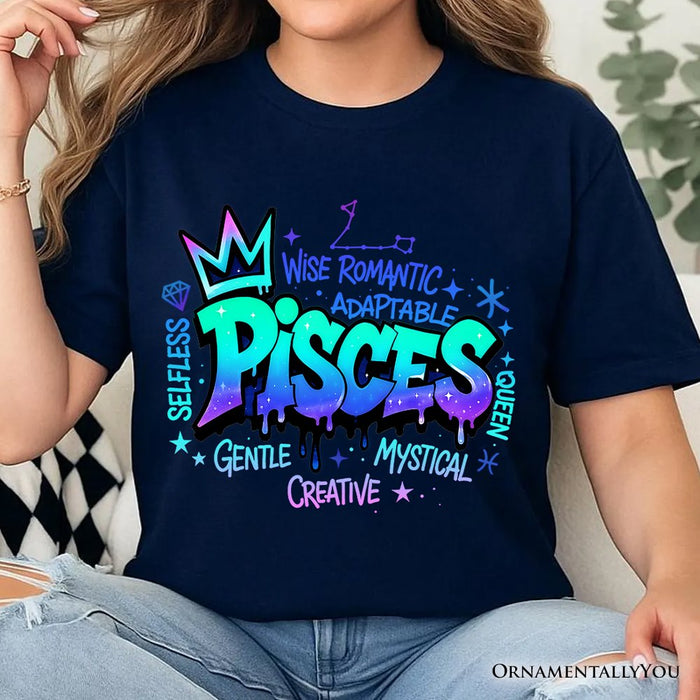 Pisces Graffiti Zodiac T-Shirt, Street Style Astrology Horoscope Tee T-Shirts OrnamentallyYou