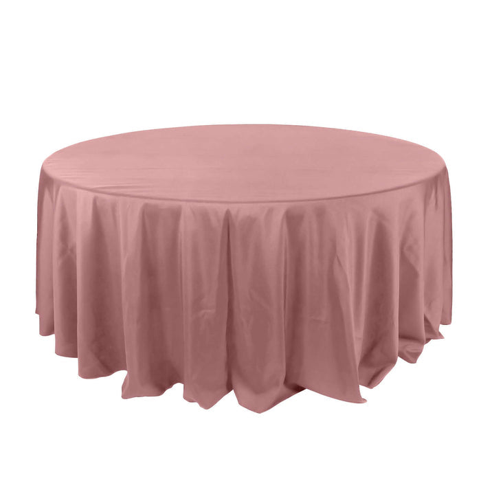 Round pink tablecloth with elegant draping